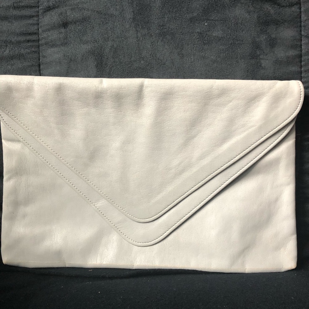 Gray faux leather clutch